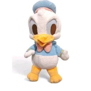 Large 14" Rare Disney Babies DONALD DUCK Give A Kiss Plush Pink Bow Tie Vintage